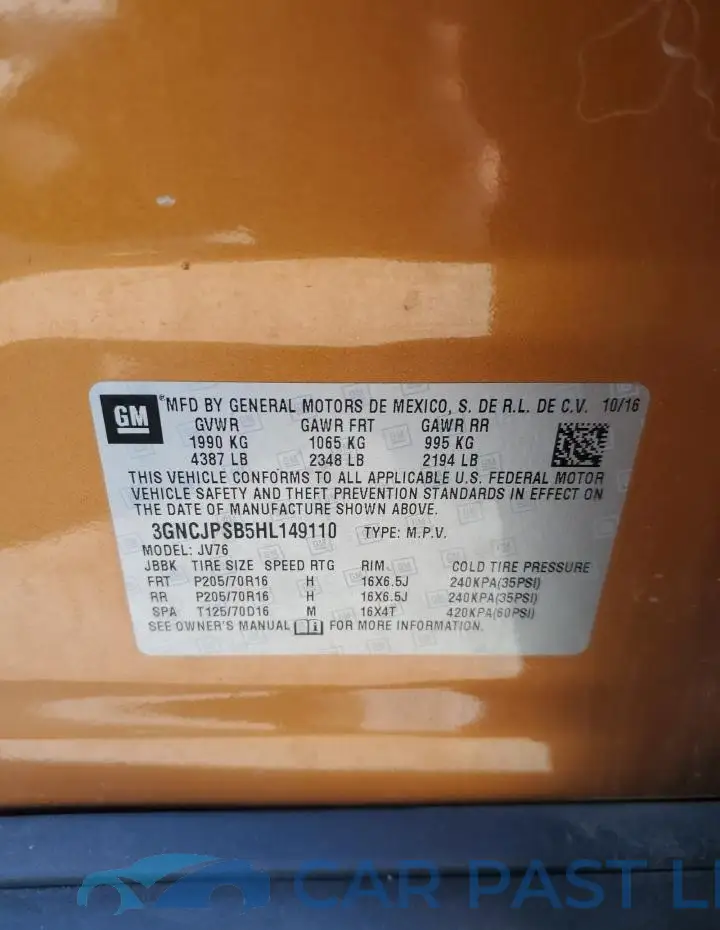 3GNCJPSB5HL149110# 14