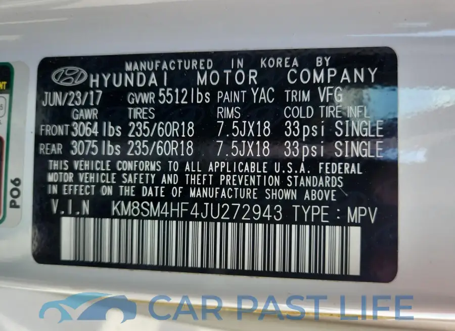 KM8SM4HF4JU272943# 13