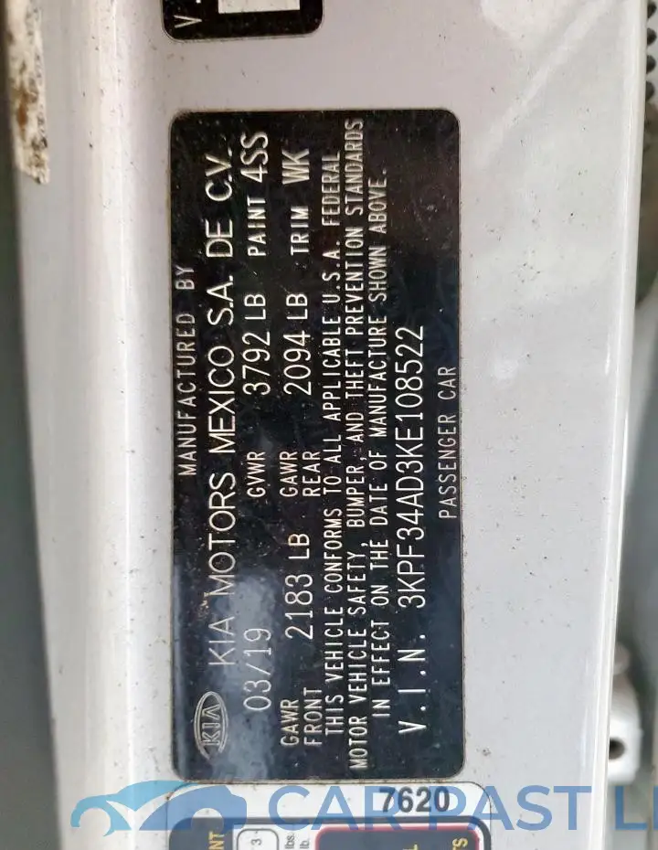3KPF34AD3KE108522# 12