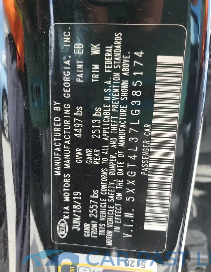 5XXGT4L37LG385174# 12