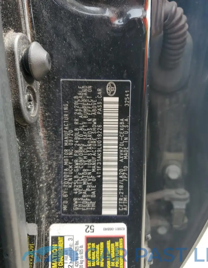 4T1F31AK9LU019226# 12