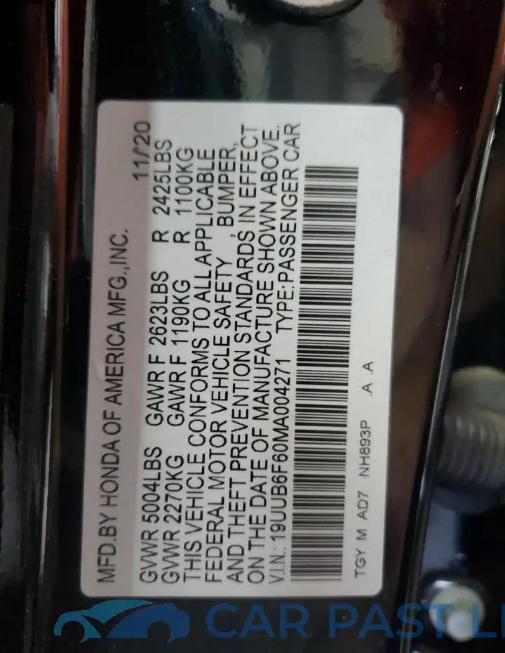 19UUB6F60MA004271# 12