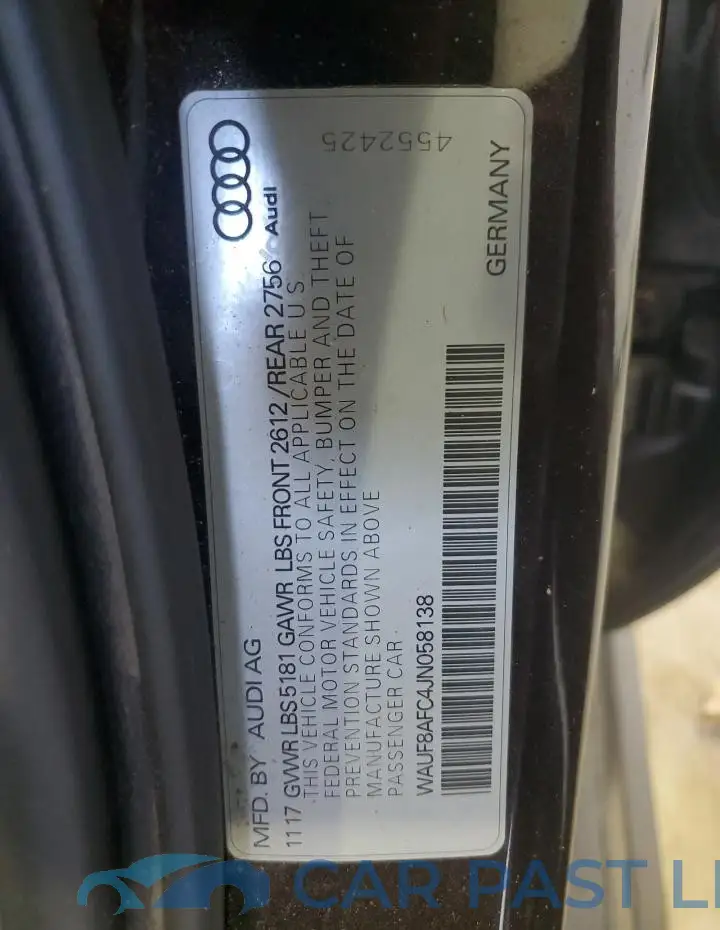 WAUF8AFC4JN058138# 12