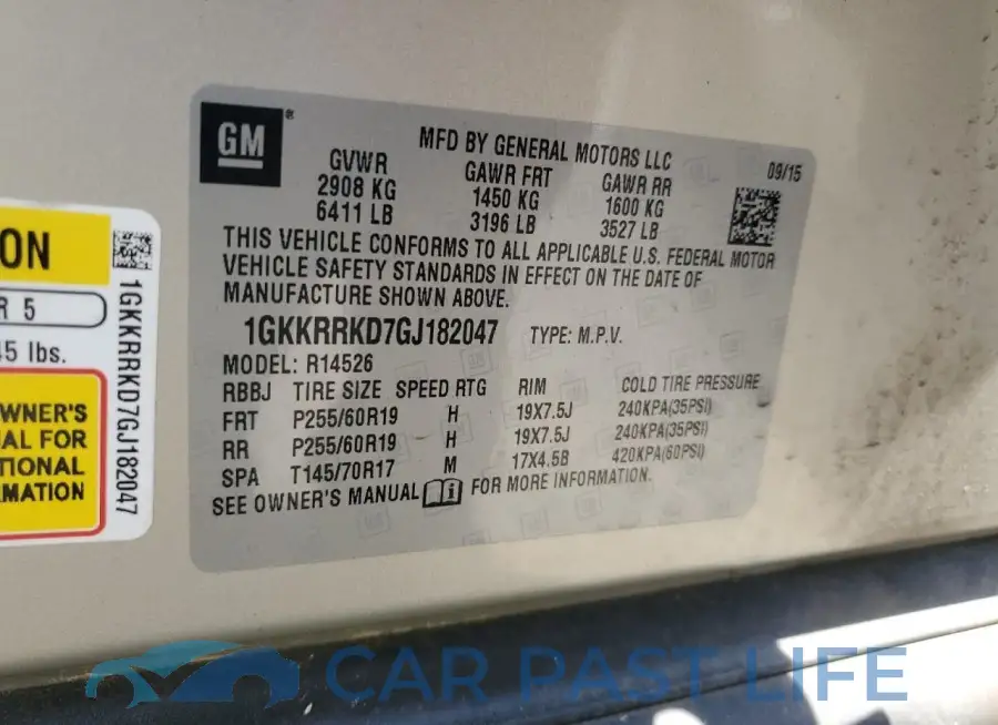 1GKKRRKD7GJ182047# 14