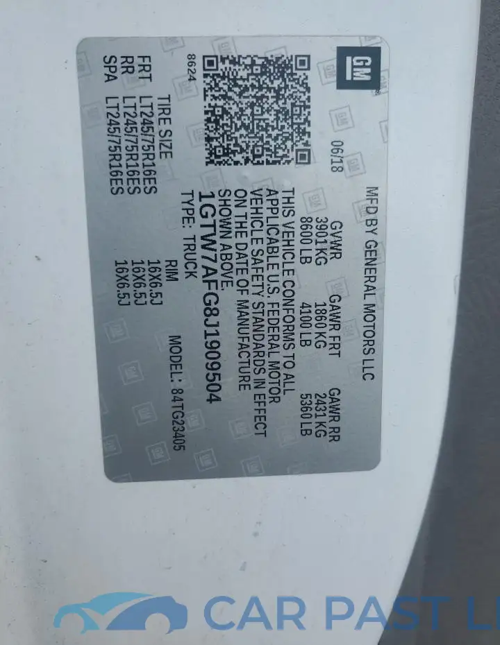 1GTW7AFG8J1909504# 12