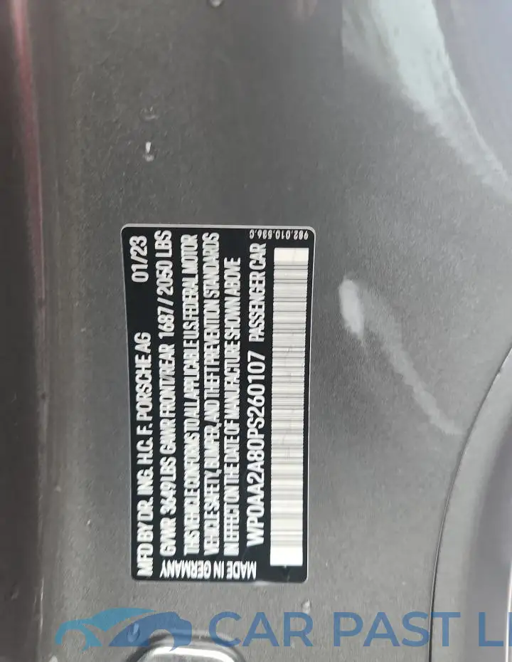 WP0AA2A80PS260107# 13