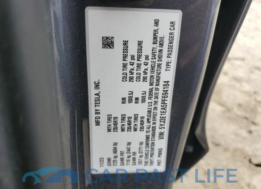 5YJ3E1EA5PF694184# 13