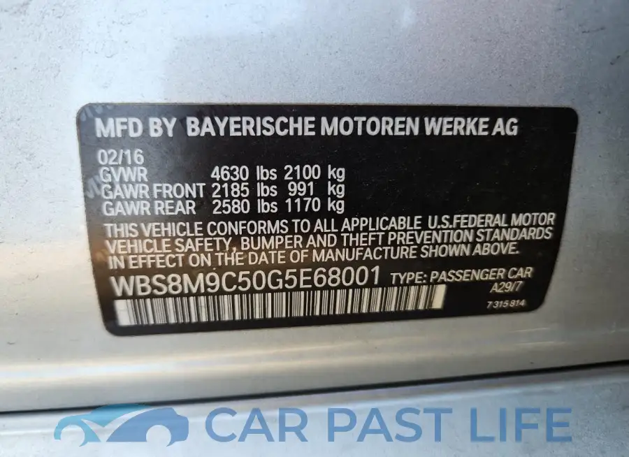WBS8M9C50G5E68001# 12