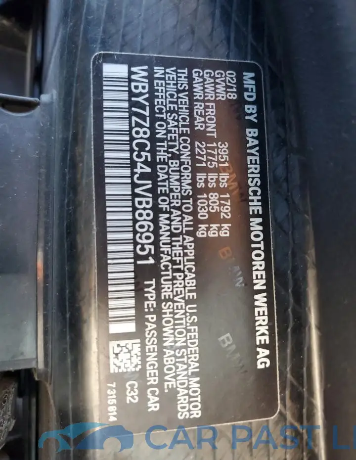 WBY7Z8C54JVB86951# 12