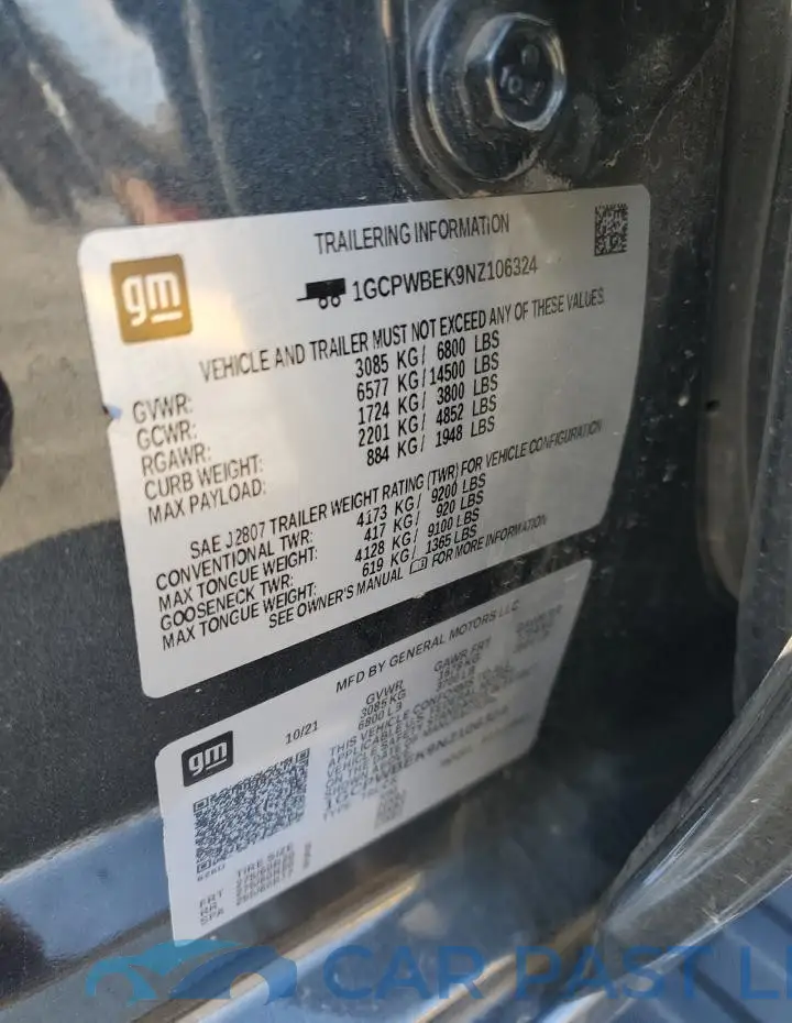 1GCPWBEK9NZ106324# 13