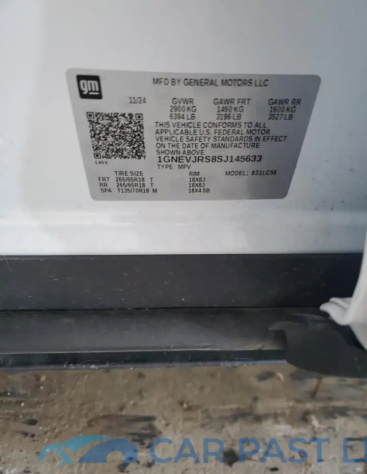 1GNEVJRS8SJ145633# 13