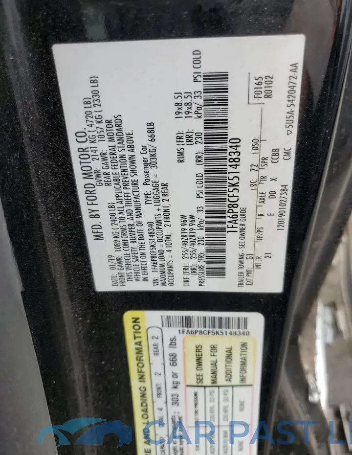 1FA6P8CF5K5148340# 12
