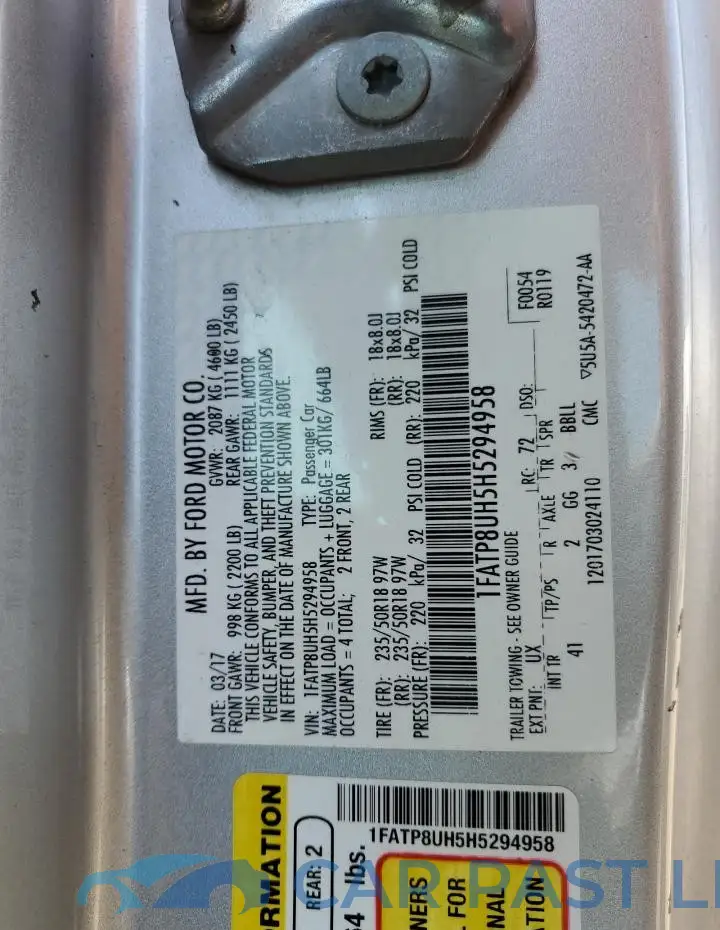 1FATP8UH5H5294958# 12