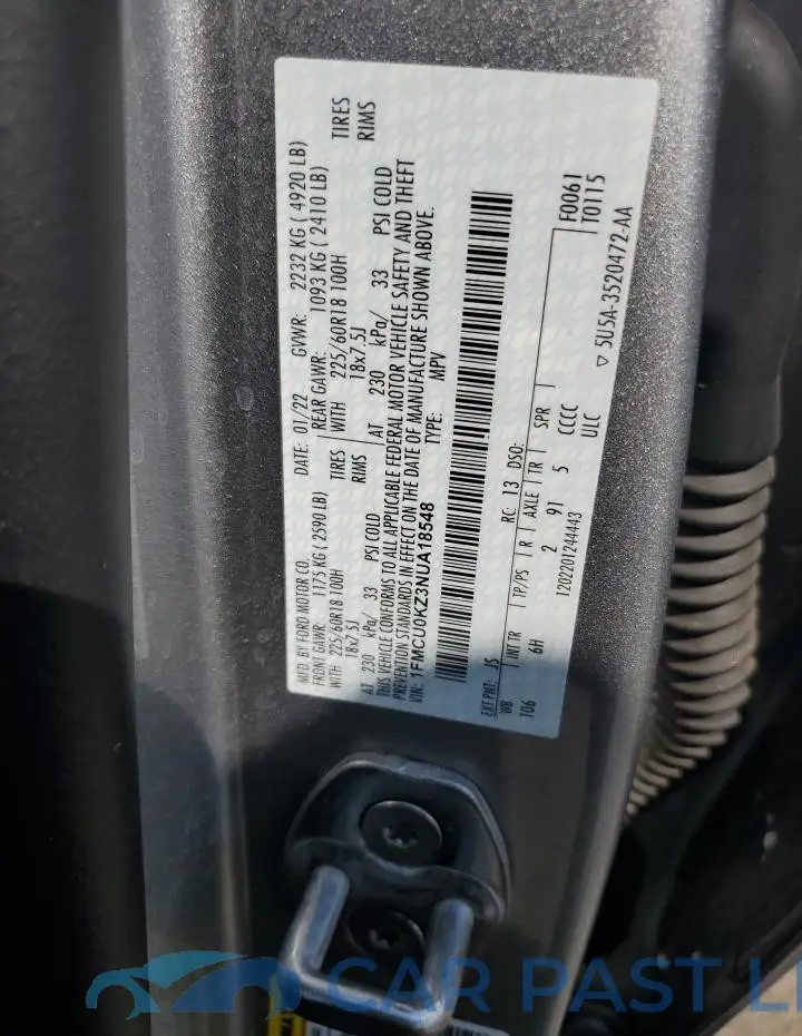 1FMCU0KZ3NUA18548# 13