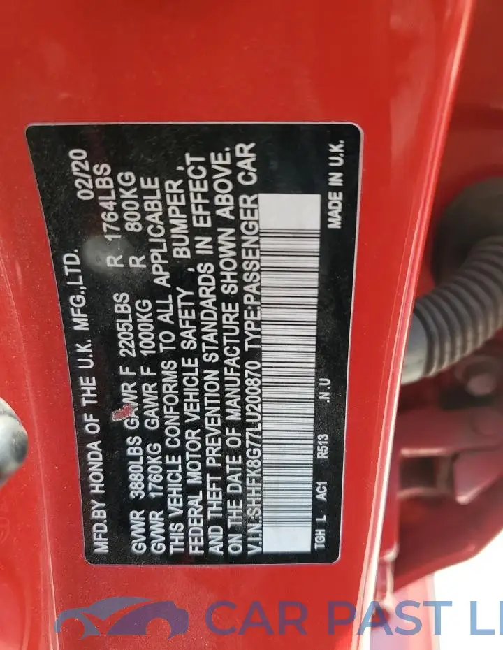 SHHFK8G77LU200870# 12