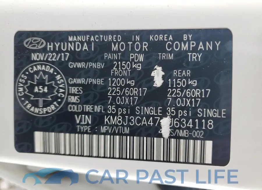 KM8J3CA47JU634118# 13