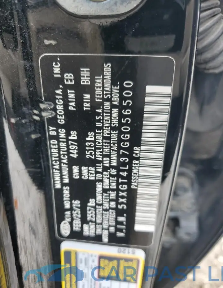 5XXGT4L37GG056500# 12