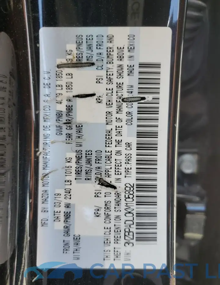 3MZBPADL0KM105892# 12