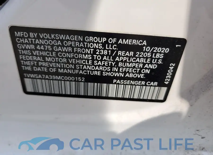 1VWSA7A39MC000152# 12