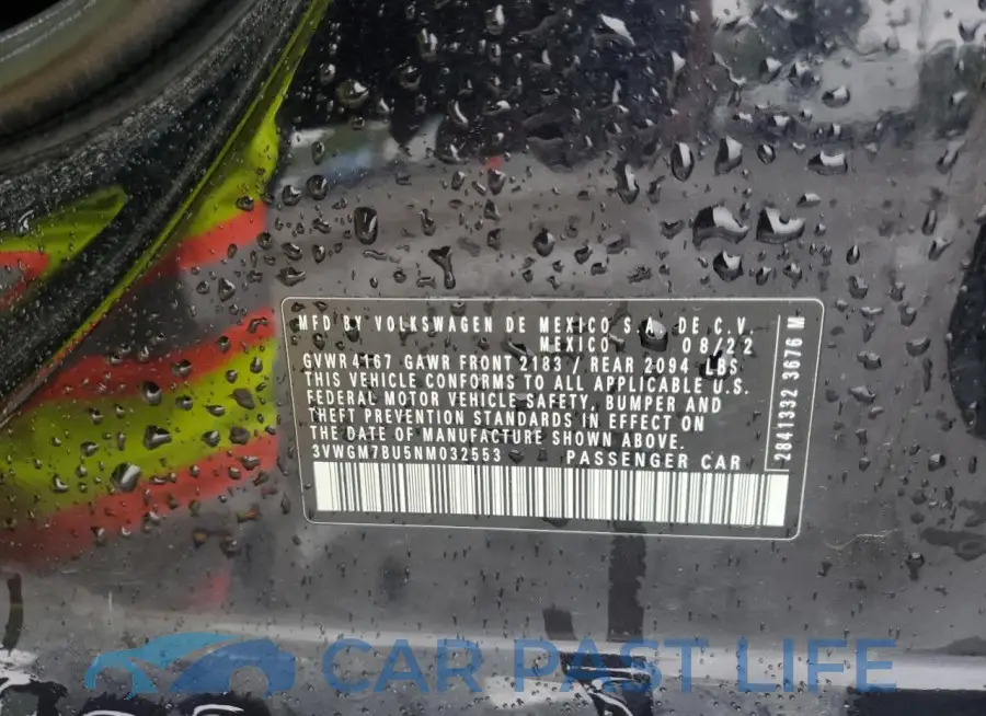 3VWGM7BU5NM032553# 12