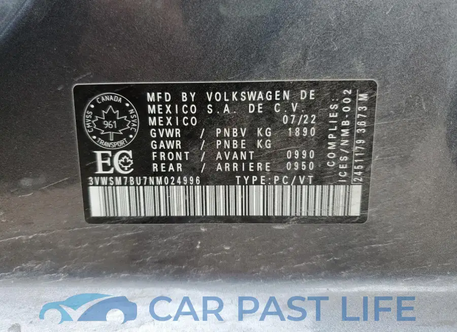 3VWSM7BU7NM024996# 13