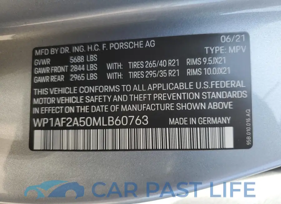 WP1AF2A50MLB60763# 14
