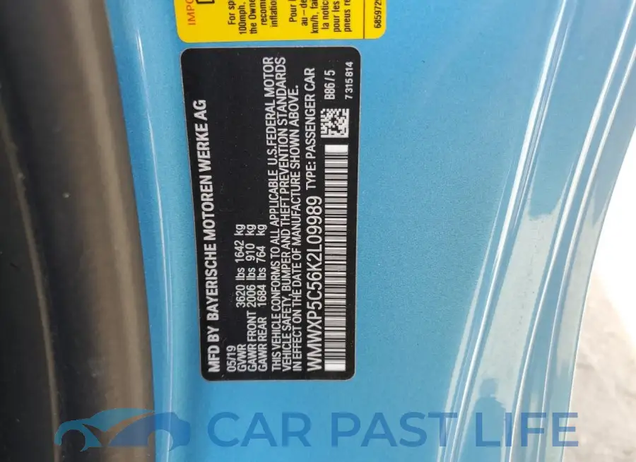 WMWXP5C56K2L09989# 12