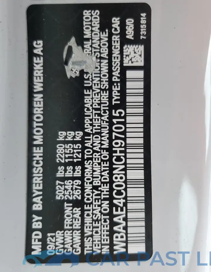 WBAAE4C08NCH97015# 12
