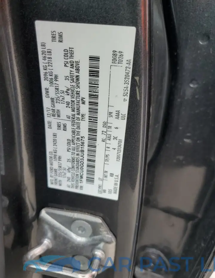 1FMCU0GD3JUB15675# 12