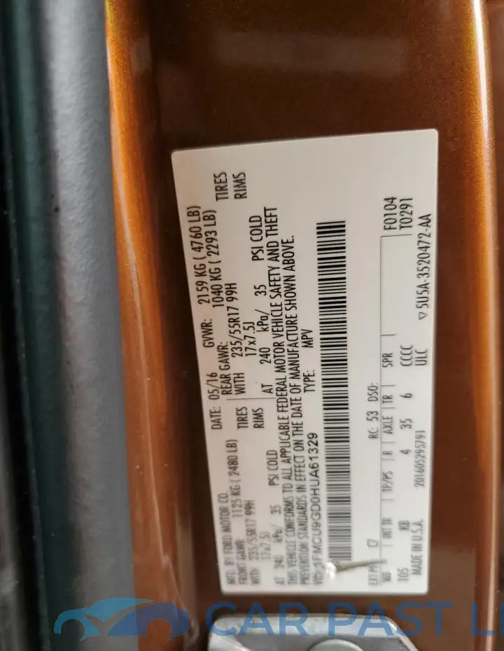 1FMCU9GD0HUA61329# 13