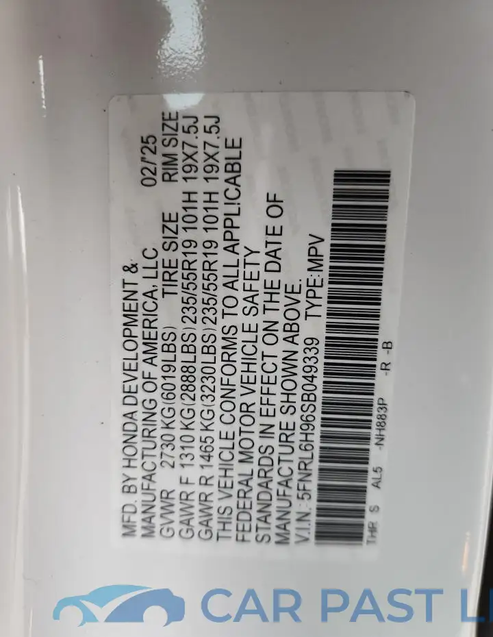5FNRL6H96SB049339# 14