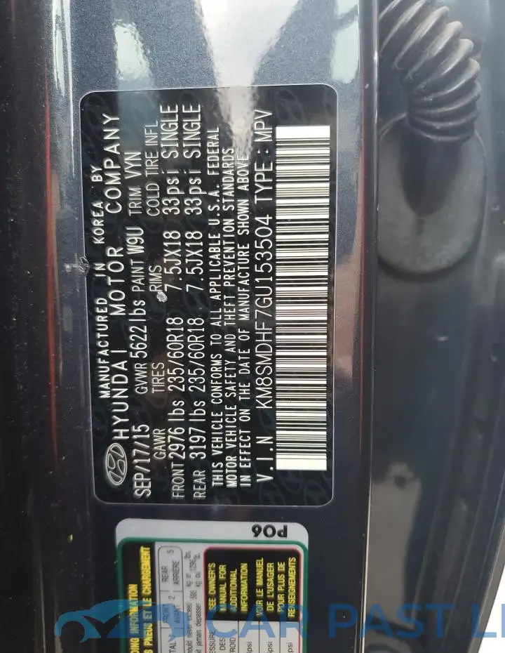 KM8SMDHF7GU153504# 13