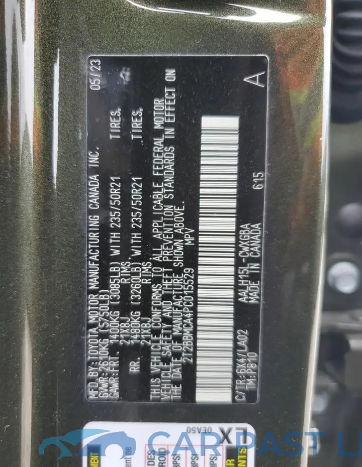 2T2BBMCA4PC015529# 14