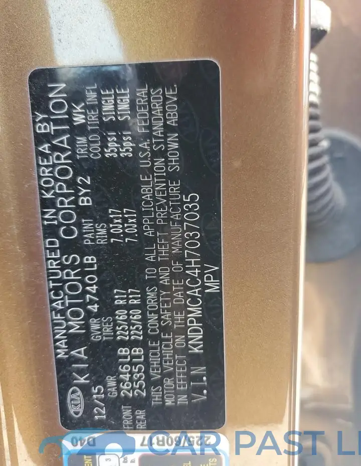 KNDPMCAC4H7037035# 12