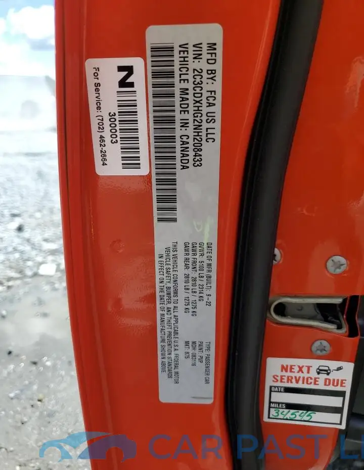 2C3CDXHG2NH208433# 13