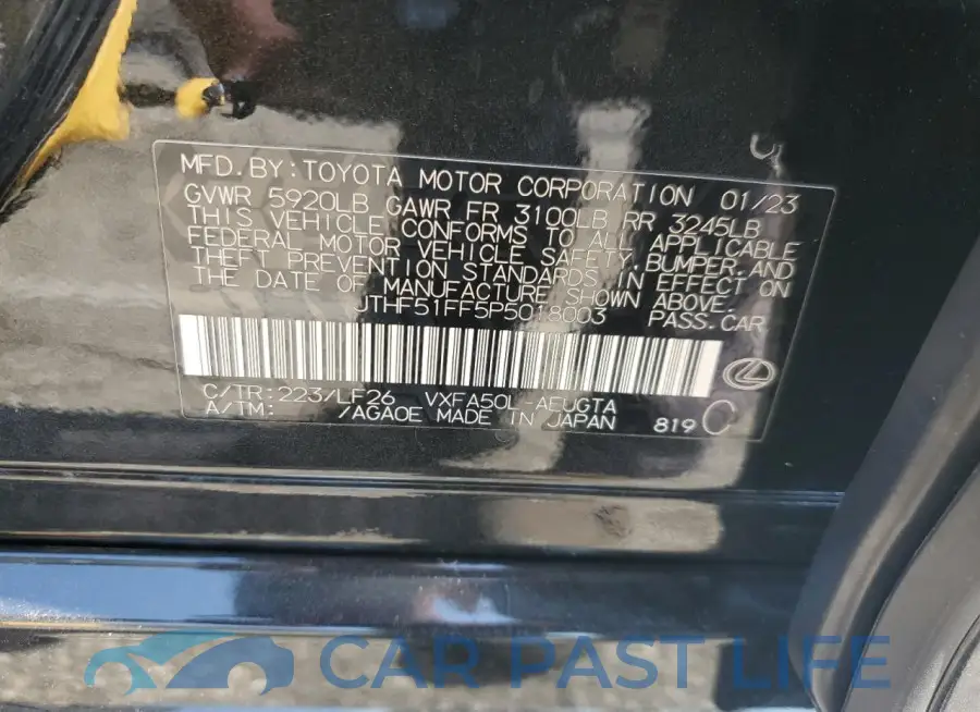 JTHF51FF5P5018003# 12