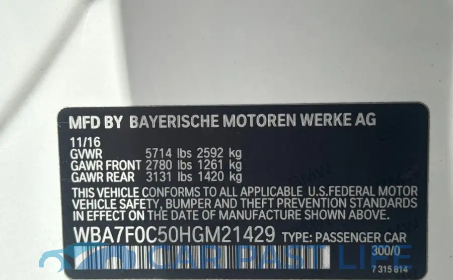WBA7F0C50HGM21429# 10