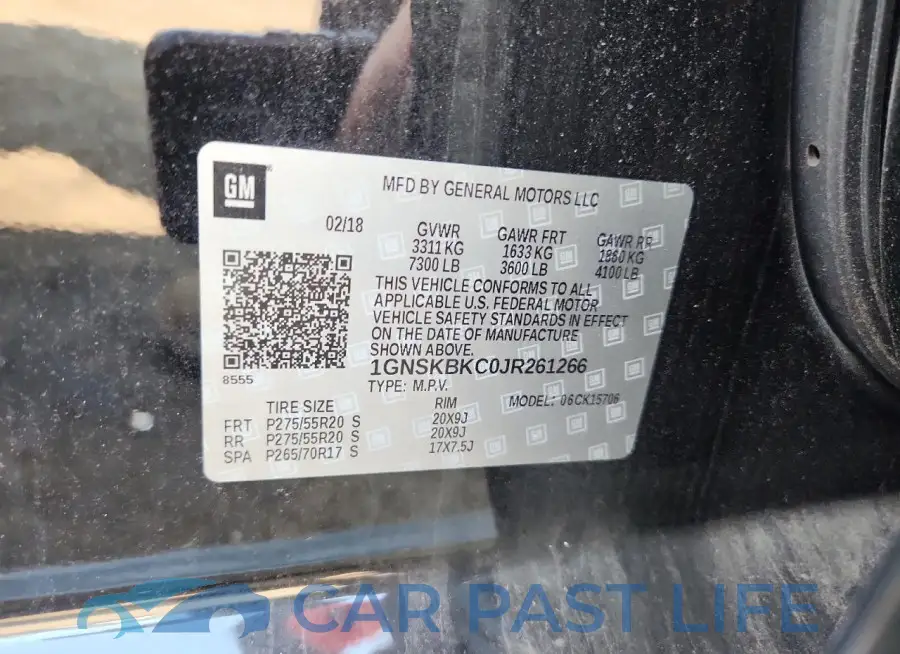 1GNSKBKC0JR261266# 12
