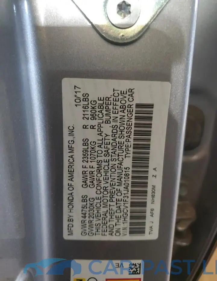 1HGCV1F31JA010815# 13