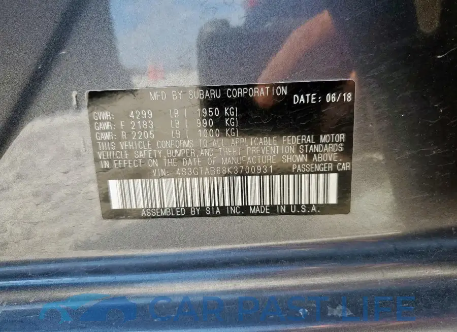 4S3GTAB68K3700931# 12