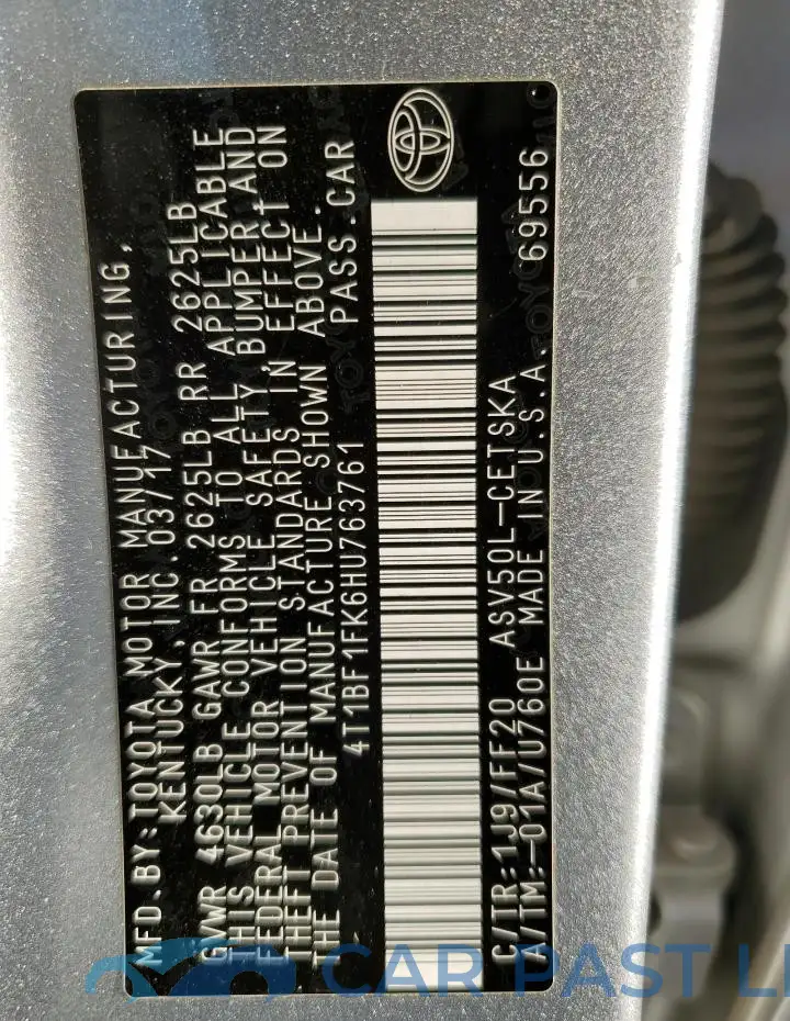 4T1BF1FK6HU763761# 13