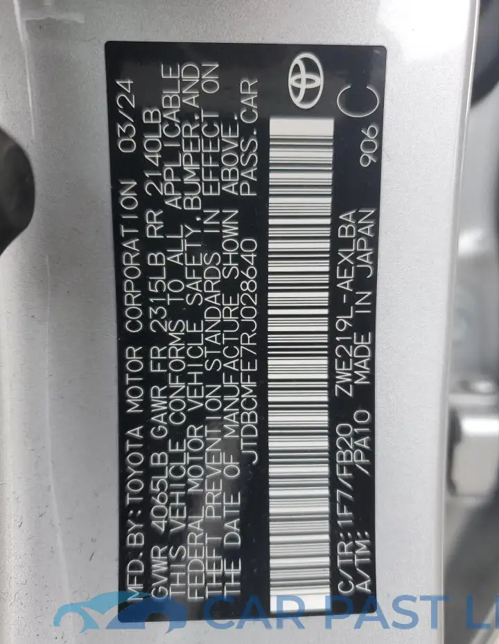 JTDBCMFE7RJ028640# 12