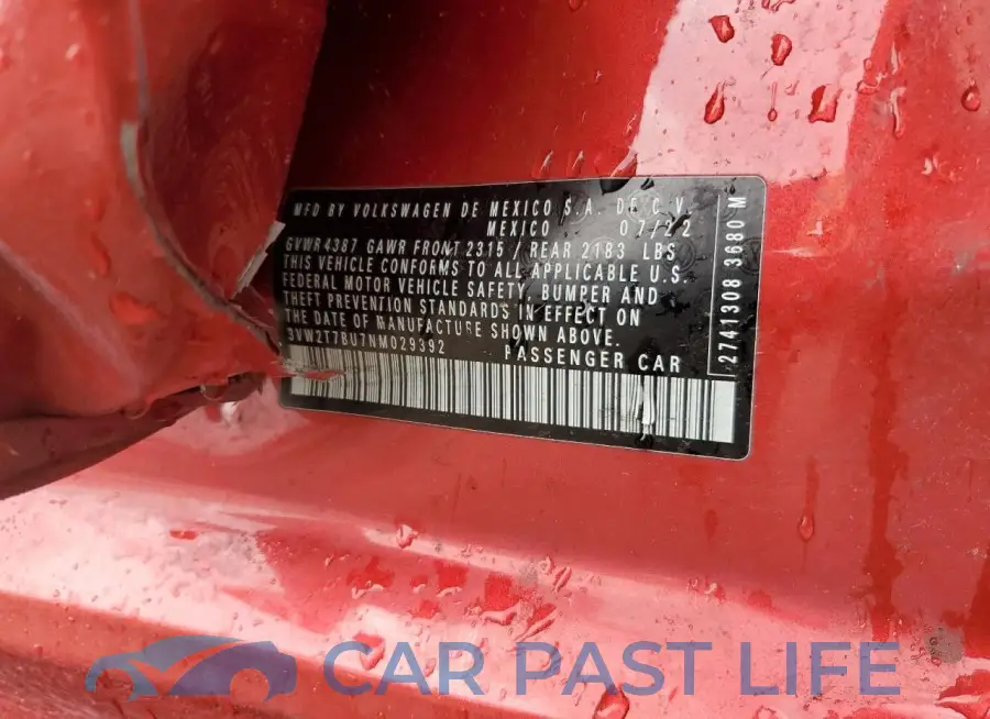 3VW2T7BU7NM029392# 12