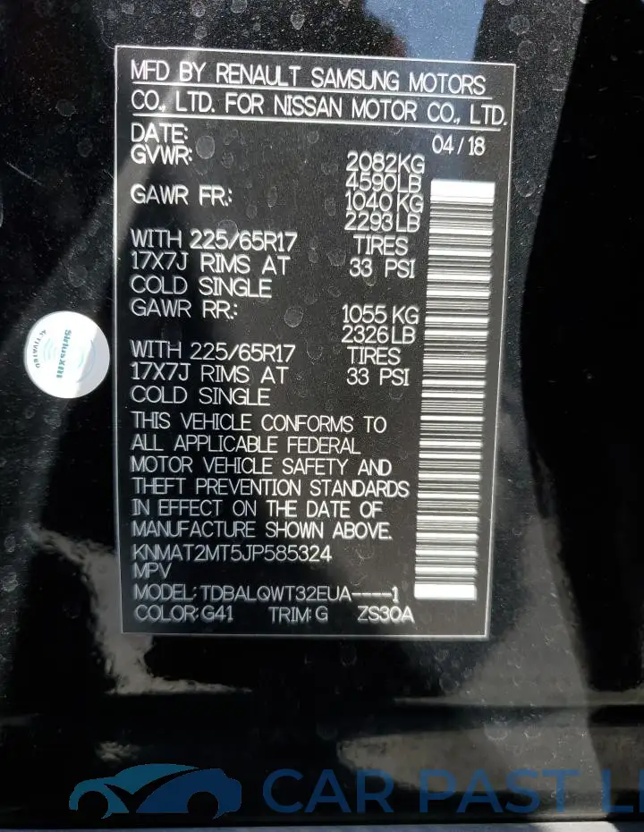KNMAT2MT5JP585324# 12