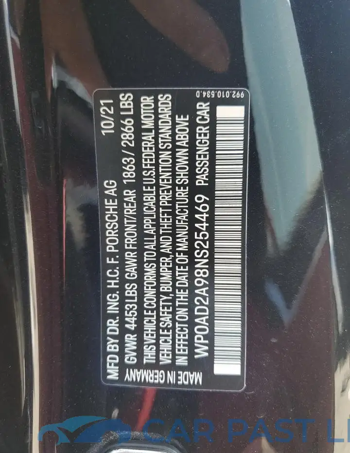 WP0AD2A98NS254469# 12