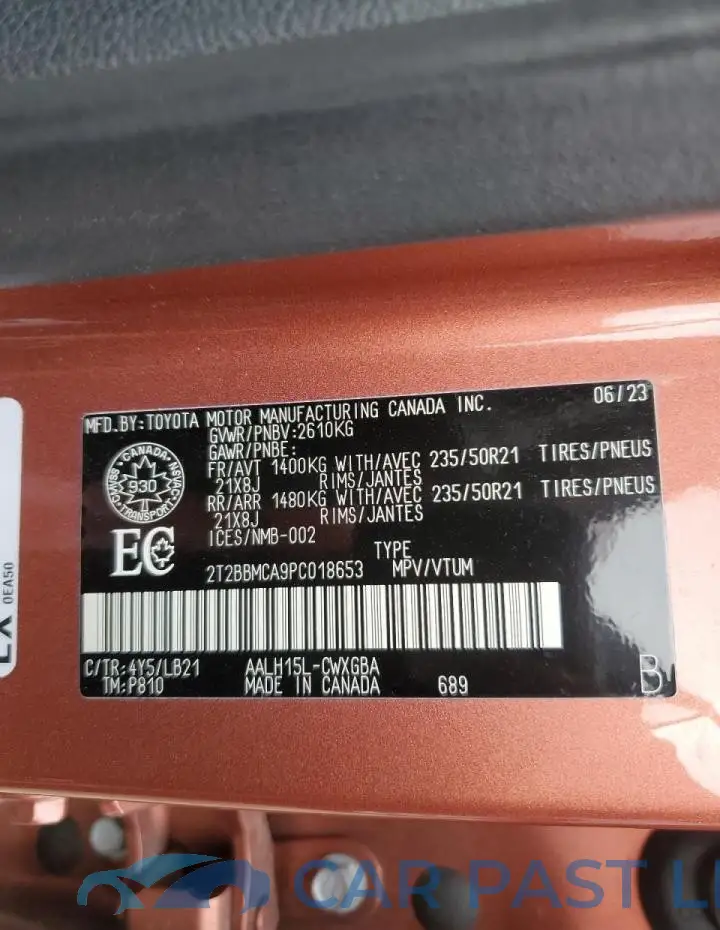 2T2BBMCA9PC018653# 13