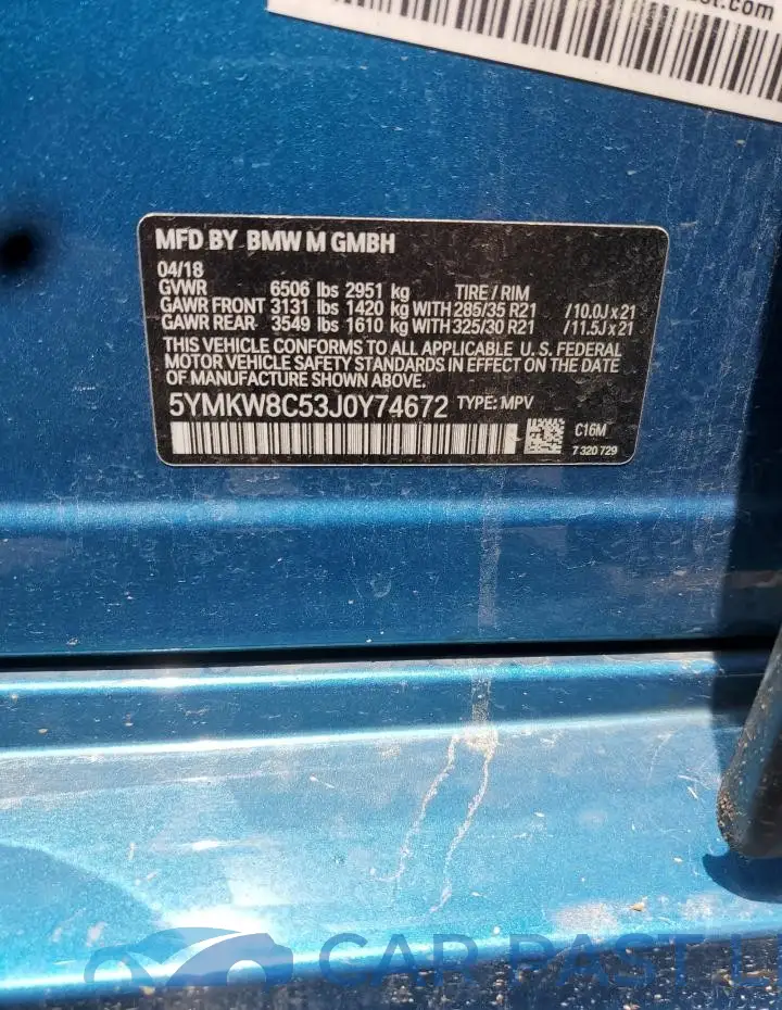 5YMKW8C53J0Y74672# 12