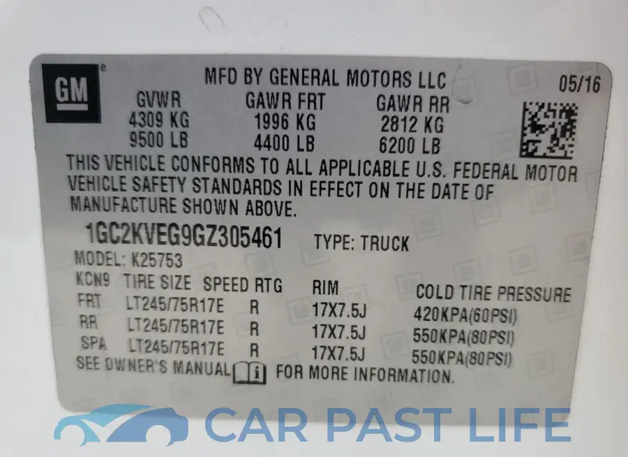1GC2KVEG9GZ305461# 13
