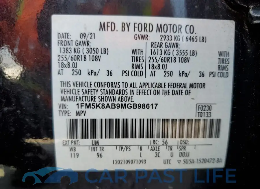 1FM5K8AB9MGB98617# 14