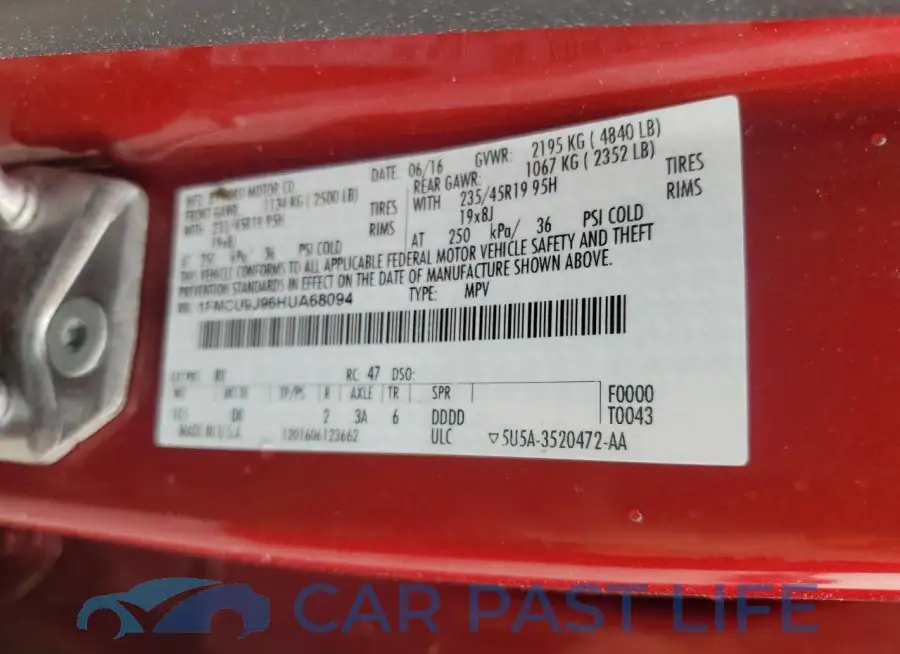 1FMCU9J96HUA68094# 13